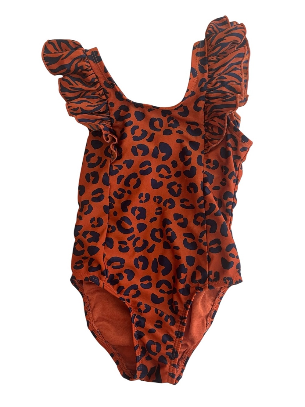 Cat & Jack Girls 3T Leopard Tiger Print Ruffle One Piece Swimsuit